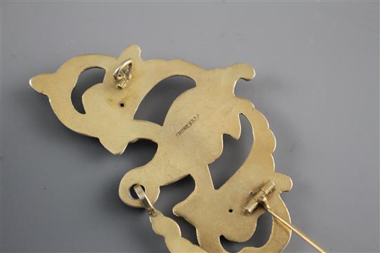 A 20th century Norwegian Thune 830S gilt white metal drop brooch,